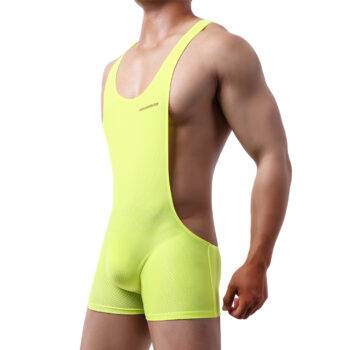 WINTOFW Men's One-Piece Leotard Jockstraps Bodysuit Sleeveless Athletic Wrestling Singlet Thong Jumpsuit Underwear 